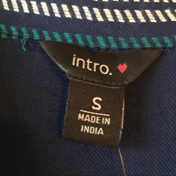 NWT Intro | Blue & Teal Button Down Top | Size S - Picture 5 of 6